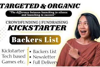 build targeted crowdfunding backers list for games, design, tech, comics project