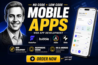develop build bubble mobile app flutterflow adalo glide app ios development