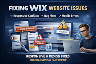 fix wix website issue, wix responsive issue, wix design issue, bug fixing