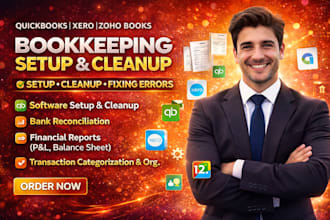 setup bookkeeping software quickbooks xero zoho books
