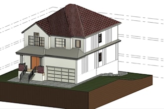 create detailed 3d bim house model with elevations, construction planning, revit