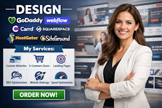 design godaddy webflow carrd website hostgator squarespace website siteground