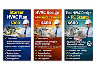 design hvac system, load calculations, and permit drawings with pe stamp