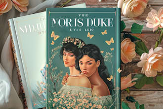 design illustrated romance book cover or ebook cover