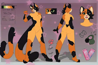 draw furry fursona character reference sheet anthro ref sheet furry ref sheet oc
