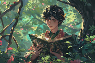 illustrate a novel book cover with anime style
