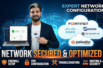 setup and secure cisco, fortigate, pfsense, mikrotik, f5 firewall