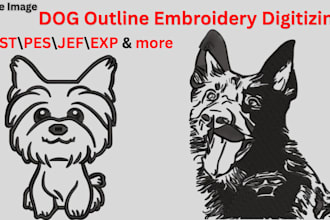 do dog and pet outline embroidery digitizing in dst pes jef with fast delivery
