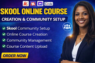 setup skool community, create skool online course content skool manager