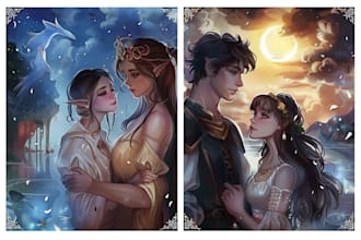 draw cover and romance illustration for novels