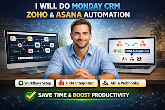 do monday crm automation make com zoho crm and asana