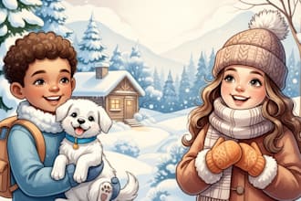 draw children story illustration and children story book illustration