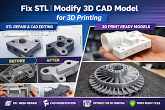 fix stl mesh, repair modify, 3d cad model, solidworks, 3d model, for 3d printing