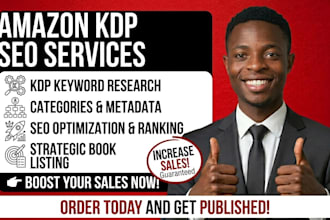 do amazon KDP keywords research, categories, SEO optimization to rank your book
