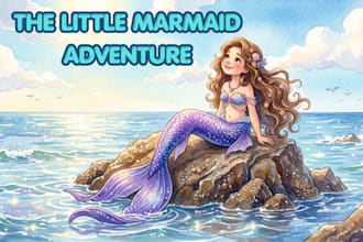 draw watercolor children book illustration, story book, kids book art