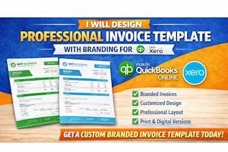 design professional invoice template with branding for quickbooks online