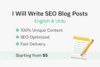 write SEO blog posts and articles in english and urdu