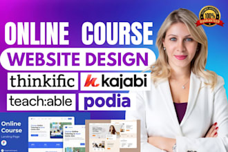do online course website, thinkific website, sales page, kajabi, podia website