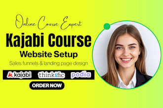 kajabi course website, kajabi online course sales funnel thinkific podia website