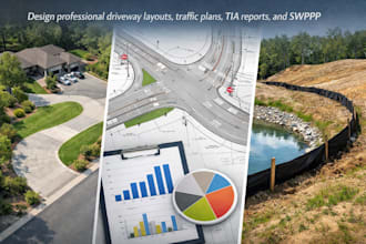 design professional driveway layouts, traffic plans, tia reports, and swppp