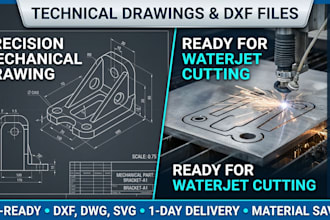create precise technical drawings and dxf files for waterjet cutting