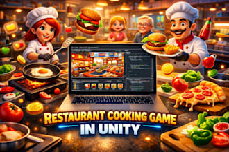 develop a cooking game or restaurant game using unity for PC and mobile
