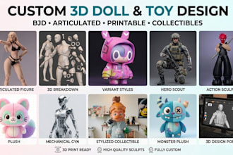 create 3d printable toys, articulated figures, and collectible dolls