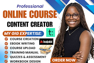 create your complete online course, curriculum, lessons, workbook and ebook