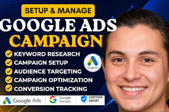 setup and manage google ads adwords ppc campaigns as ads manager