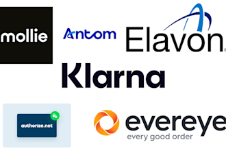 integrate mollie, klarna, evereye, antom, authorize net, elavon to your website