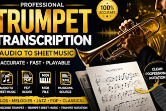 transcribe trumpet audio to professional sheet music notation
