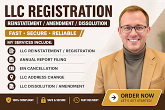 handle llc creation, ein registration, and business setup for non US residents