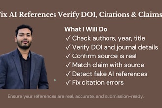 check and fix fake ai references citations doi and journal sources