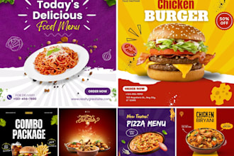 design eye catching food poster, restaurant social media ads
