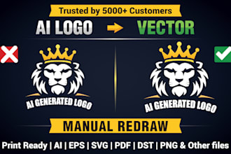 fix and vectorize ai logo for print, branding and embroidery