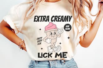 design hand drawn t shirt cartoon ice cream logo