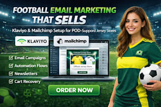 setup klaviyo mailchimp football jersey pod website email campaign newsletter
