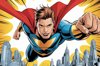 create superhero comic illustration action scenes and dynamic character for you