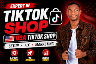 setup tik tok shop, fix tiktok shop, usa tiktok shop andtiktok shopify marketing