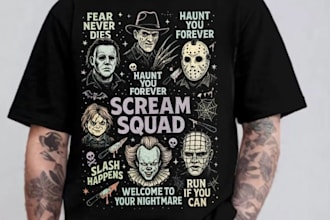 make retro horror spooky halloween t shirt logo