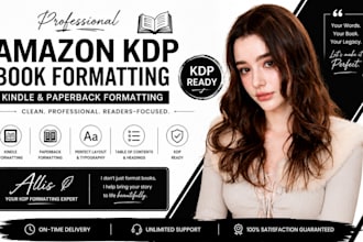 amazon KDP book formatting, paperback and kindle ebook formatting
