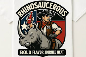 do vintage hooligan rhinoceros logo design