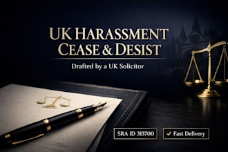 draft a powerful UK harassment cease and desist as a UK solicitor