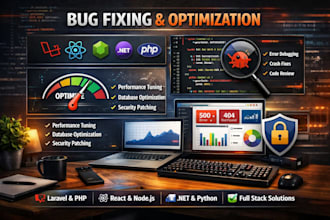 fix bugs and optimize web apps laravel react nodejs net PHP
