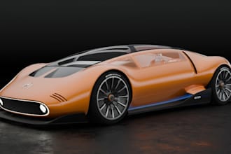 create 3d futuristic car concept, 3d hobby car in blender,pbr texture,ue5 render
