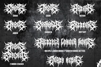 draw a heavy metal logo in death metal and deathcore