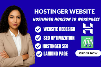 migrate hostinger horizon website to wordpress elementor design fast