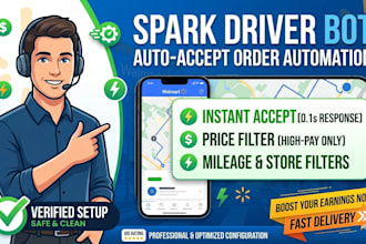 set up spark driver bot for walmart spark auto accept order automation