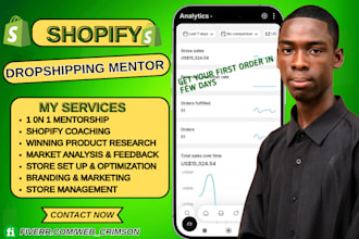 be your shopify dropshipping mentor, ecommerce coach, consultant shopify expert