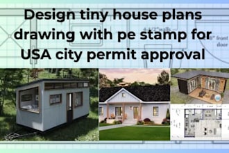 design tiny house plans drawing with pe stamp for USA city permit approval
